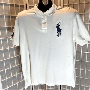 Ralph Lauren Size XL White Navy Big Pony 2007 US Open Polo